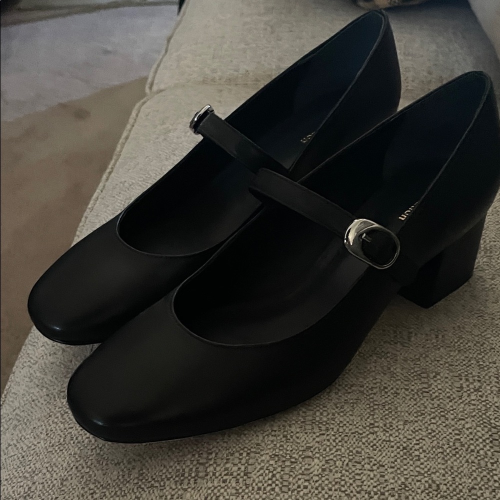 Reformation Black Mary Jane Heels